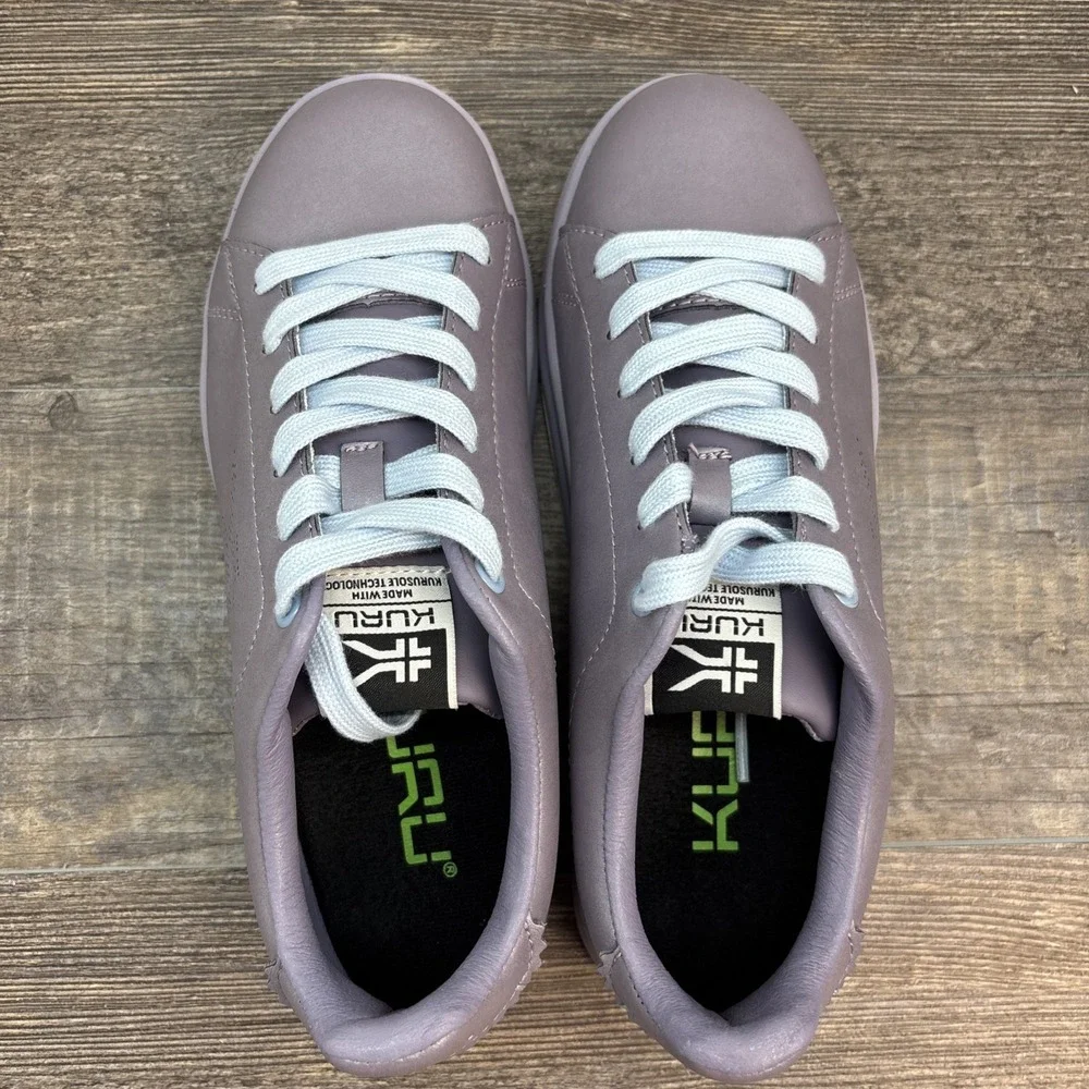 KURU Roam Women's 7.5 Classic Court Leather Sneaker Lilac Shimmer/Blue‎ Fog